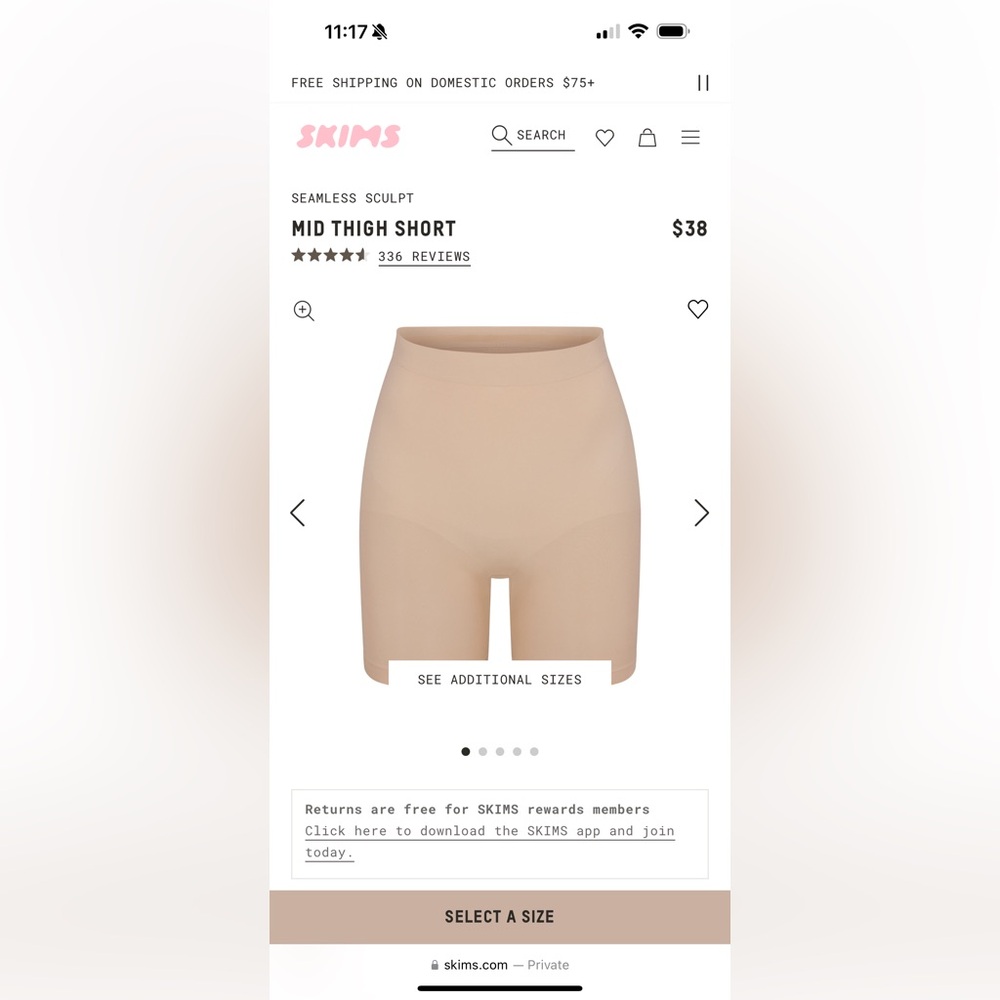 Skims Seamless Sculpt Mid Thigh Short